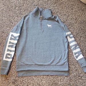 PINK Victoria's Secret Gray Half-Zip Sweater
